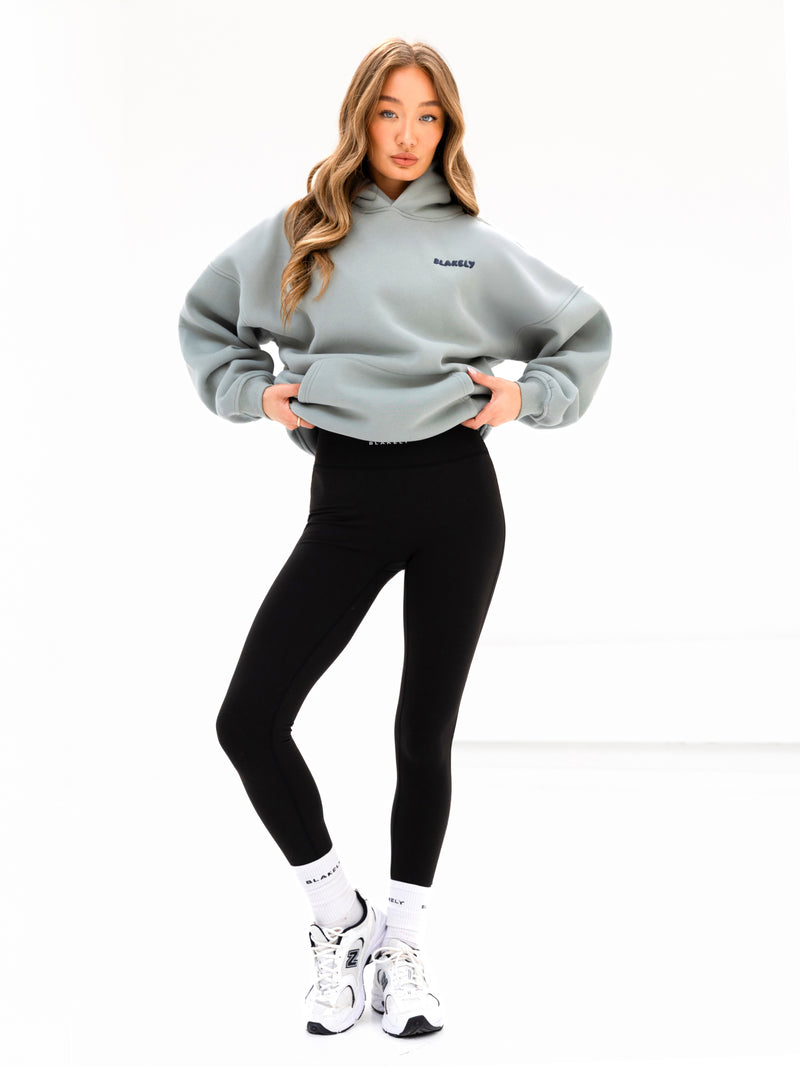 Cloud Print Oversized Hoodie - Mineral Blue