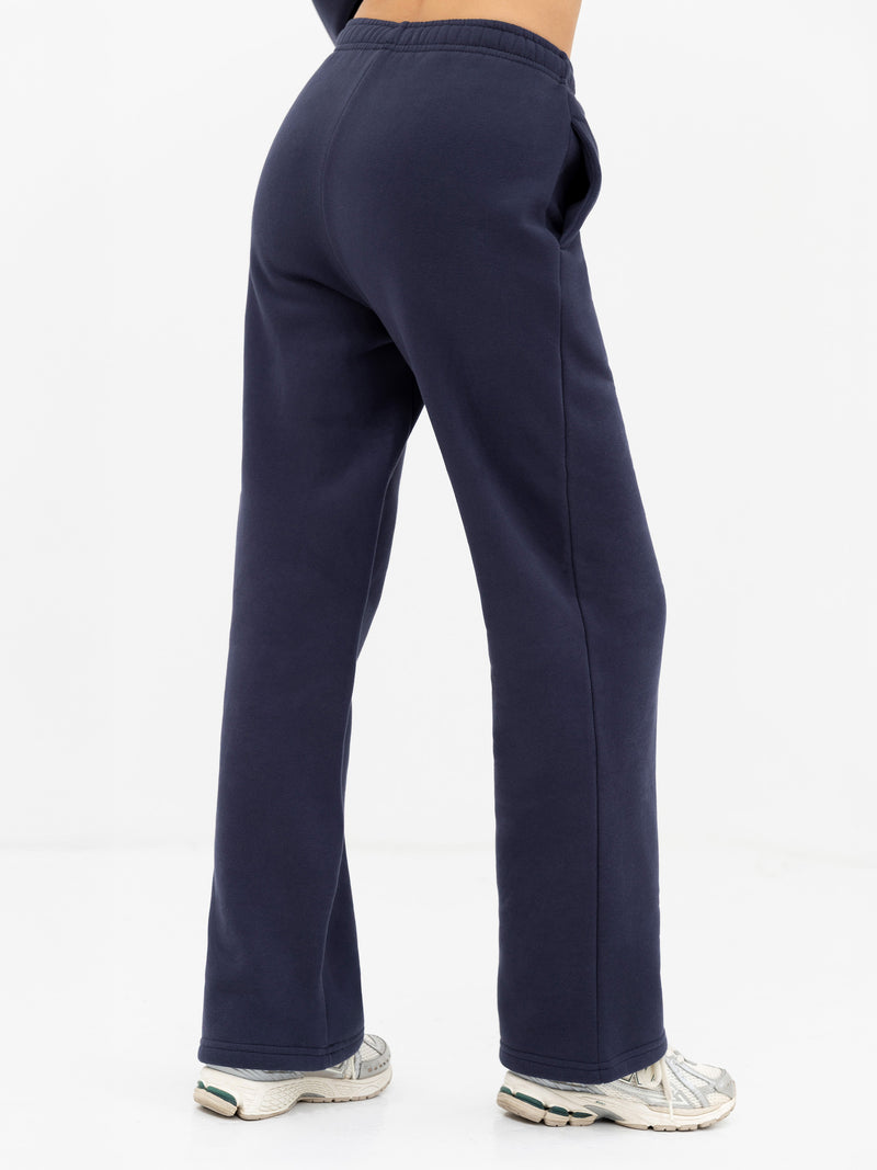 Cloud Print Wide Leg Sweatpants - True Navy & Powder Pink