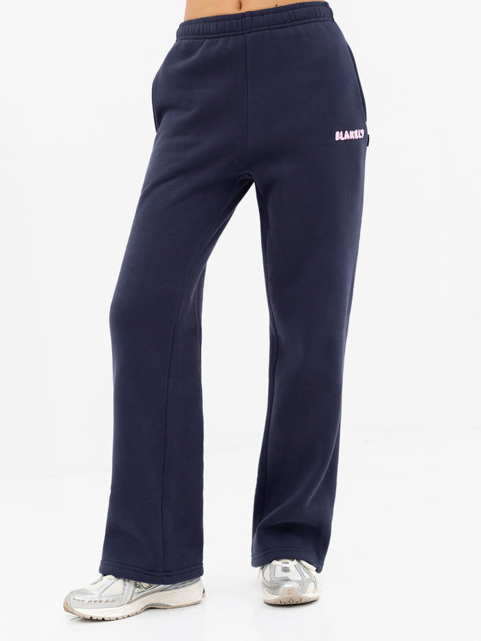 Cloud Print Wide Leg Sweatpants - True Navy & Powder Pink