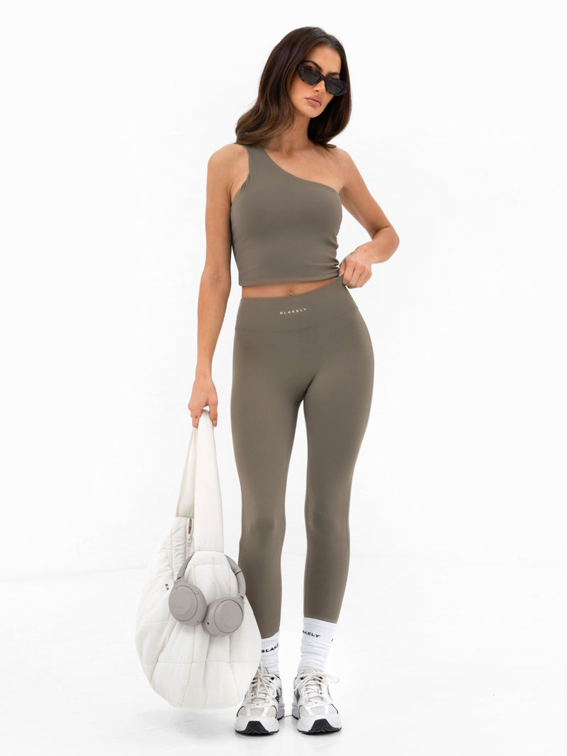 SculptForm One Shoulder Vest - Safari Green