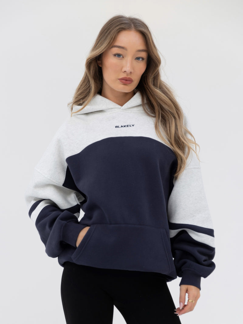 Curved Panel Oversized Hoodie - True Navy