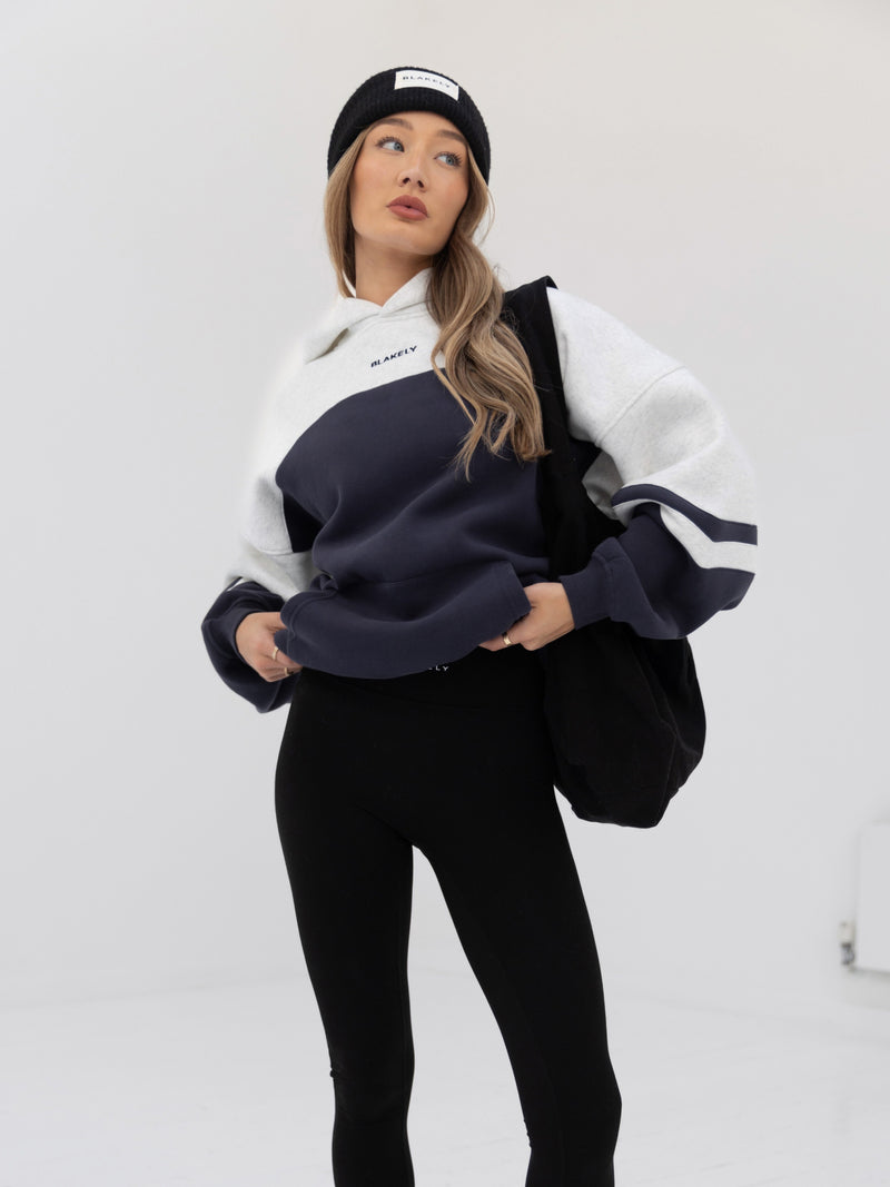 Curved Panel Oversized Hoodie - True Navy