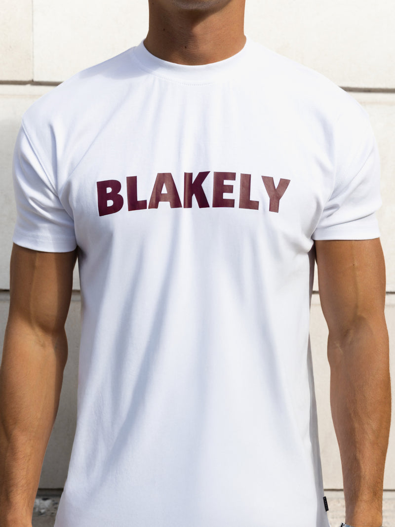 Raife Relaxed T-Shirt - White & Burgundy
