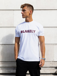Raife Relaxed T-Shirt - White & Burgundy