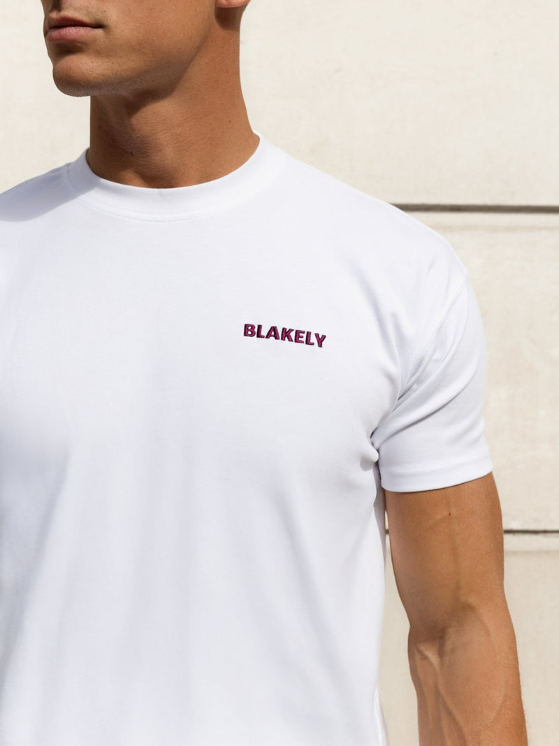 Rhys Relaxed T-Shirt - White & Burgundy