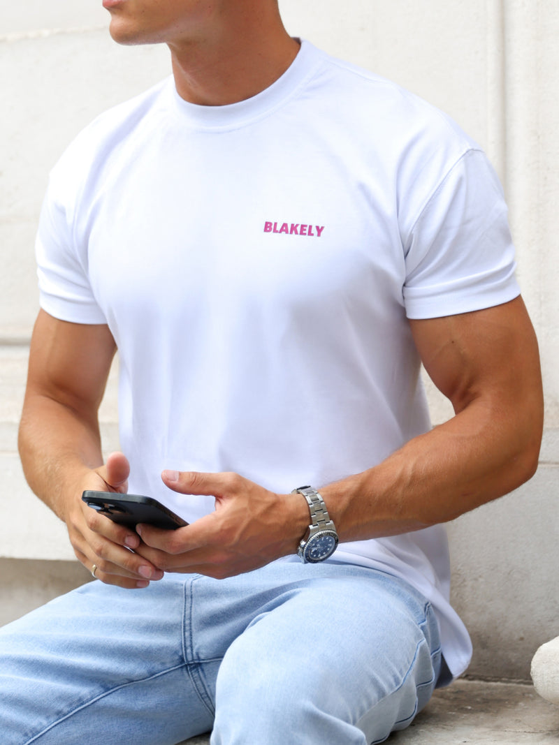 Arlo Relaxed T-Shirt - White & Pink