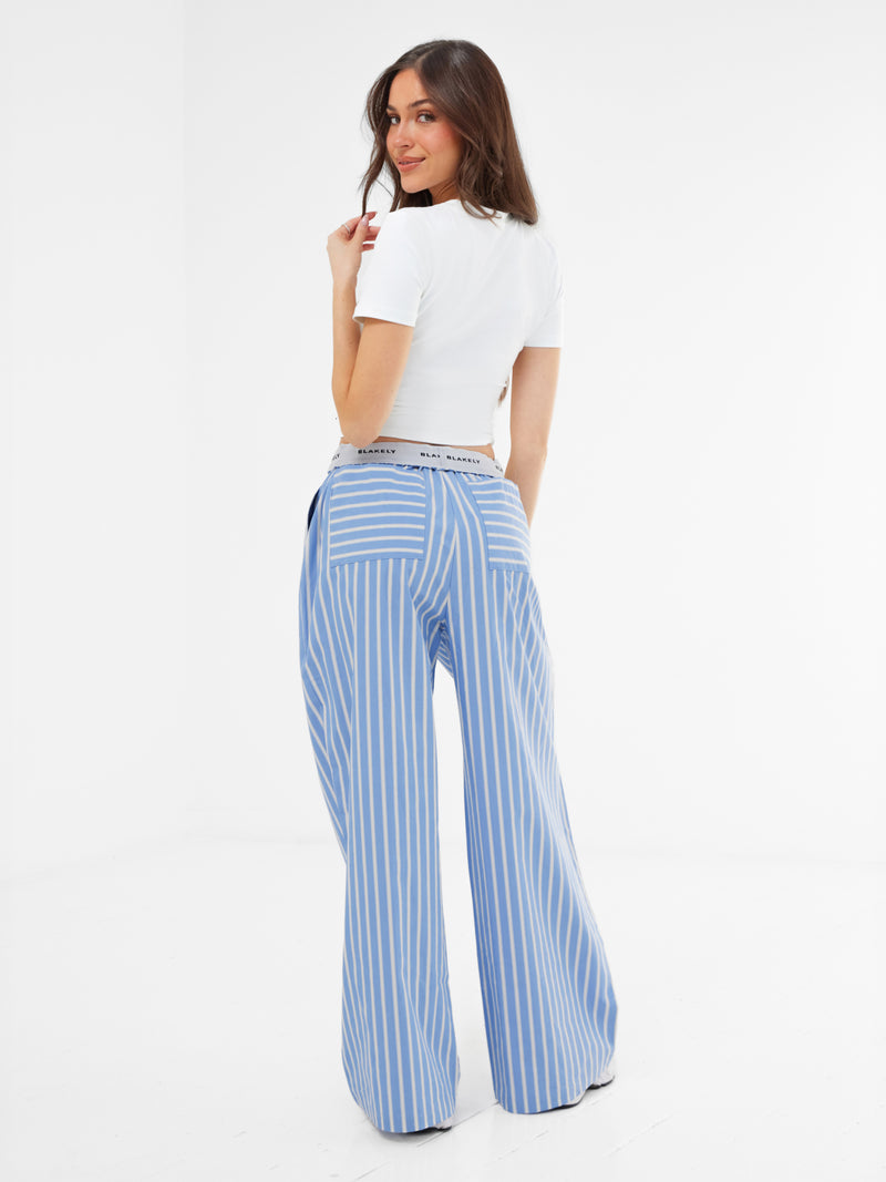 Kiara Stripe Trousers - Blue