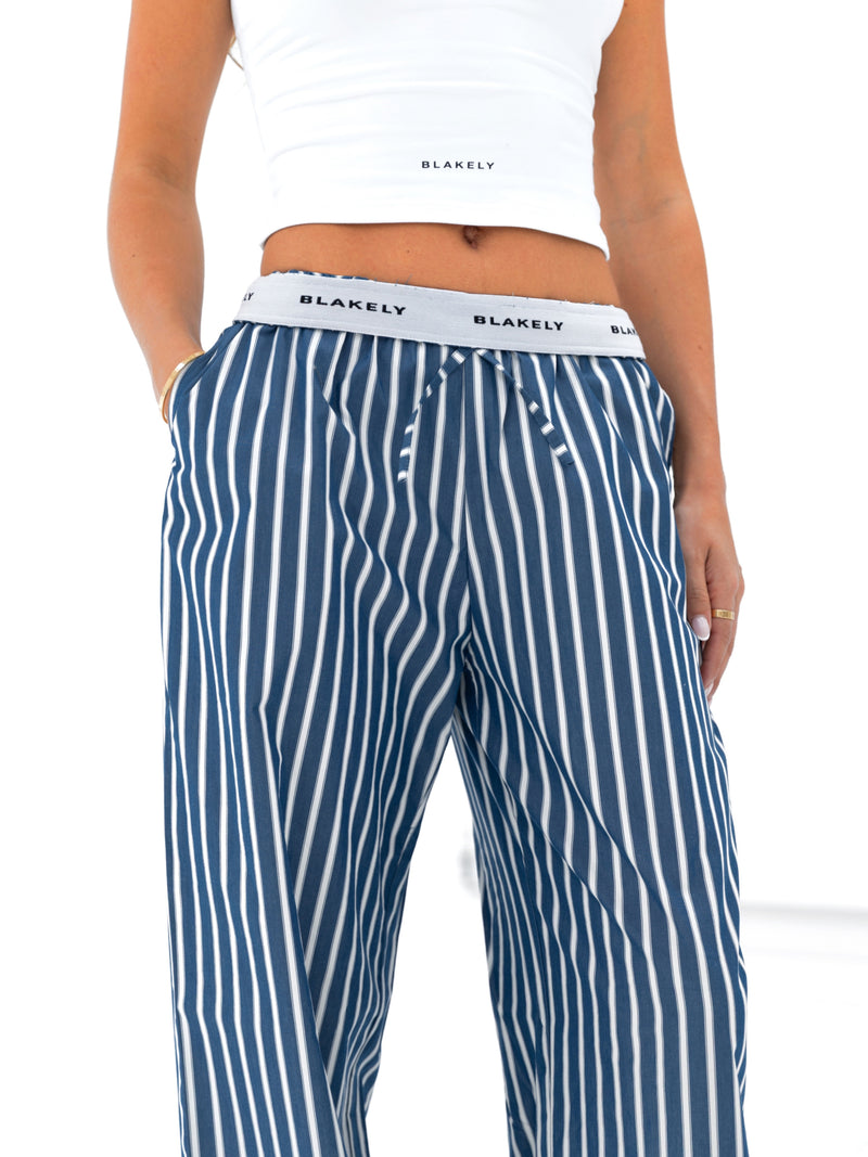 Kiara Stripe Trousers - Navy