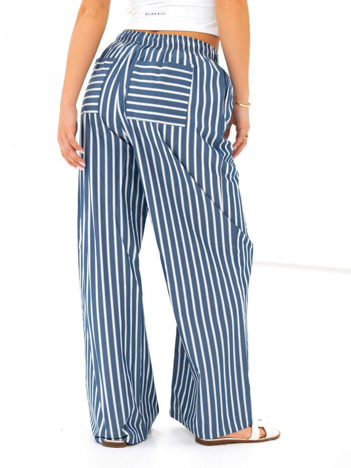Kiara Stripe Trousers - Navy