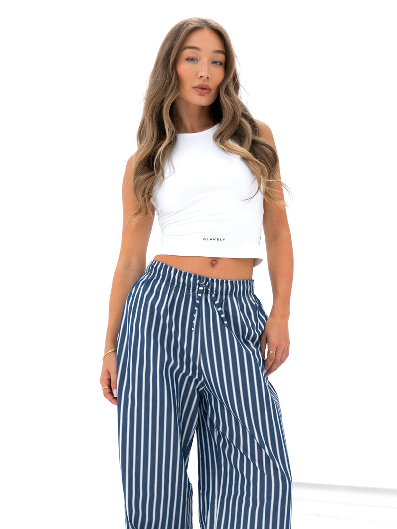 Kiara Stripe Trousers - Navy