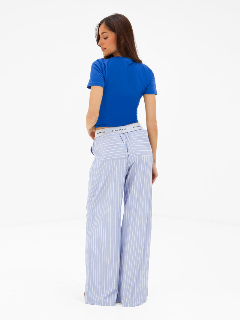 Elodie Stripe Trousers - Navy
