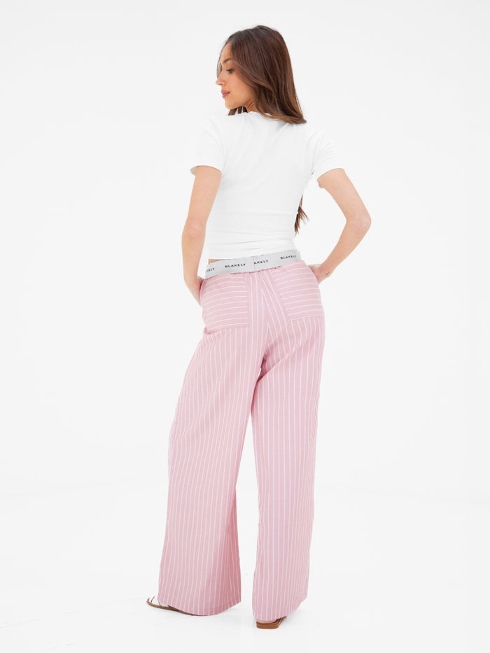 Elodie Stripe Trousers - Raspberry