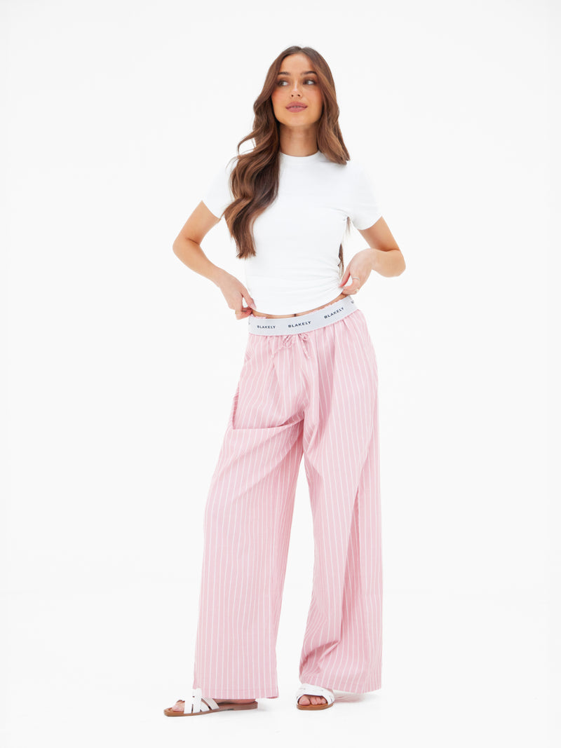 Elodie Stripe Trousers - Raspberry