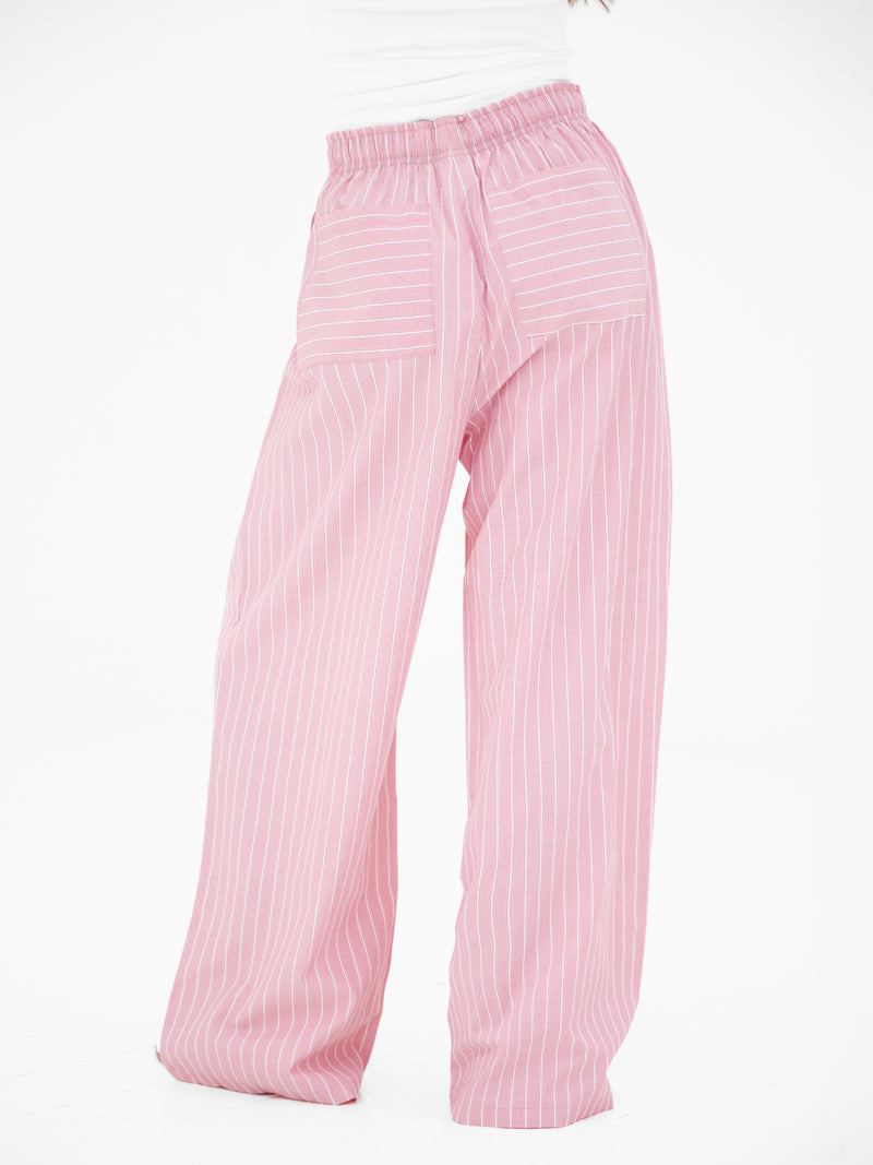 Elodie Stripe Trousers - Raspberry