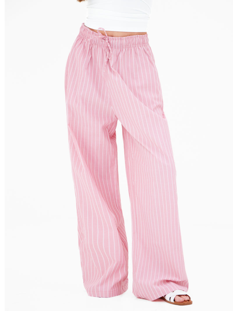 Elodie Stripe Trousers - Raspberry