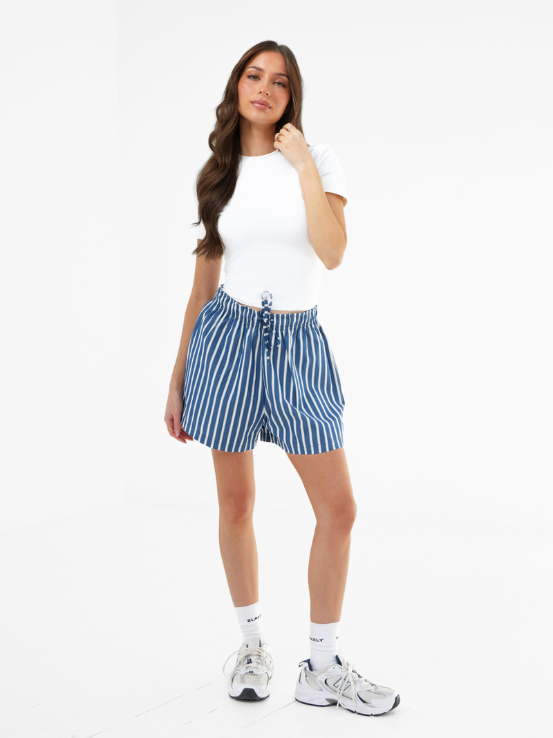 Kiara Stripe Shorts - Navy