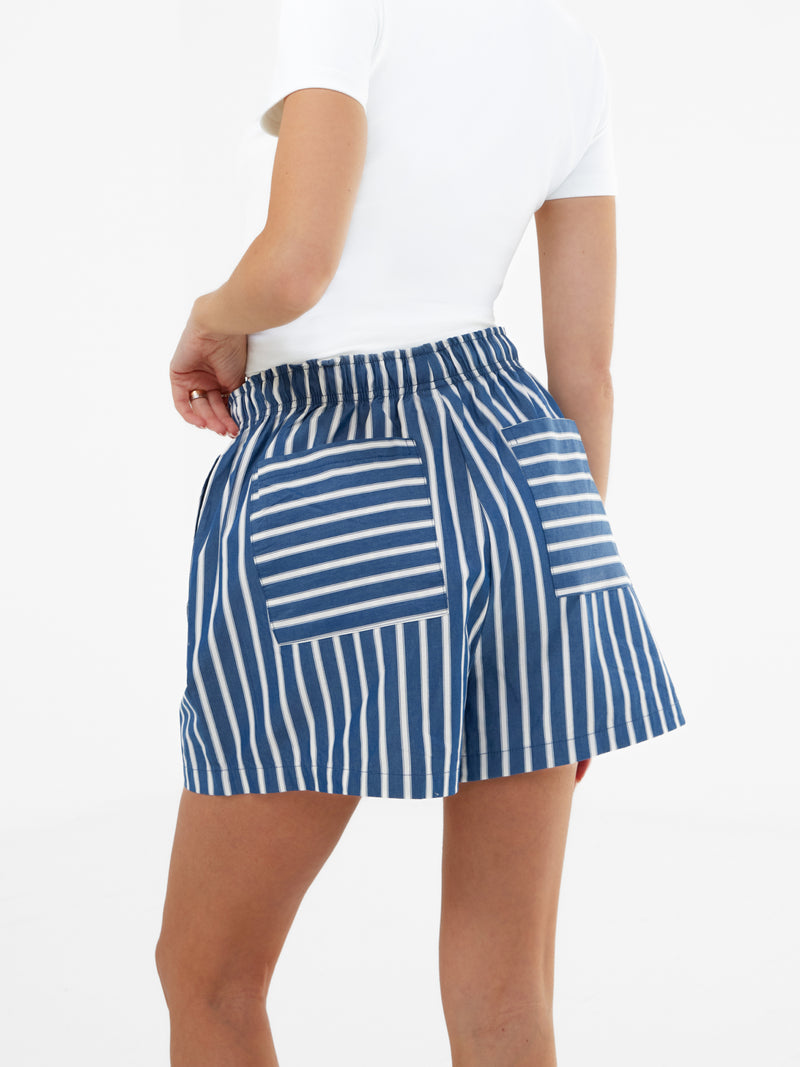 Kiara Stripe Shorts - Navy