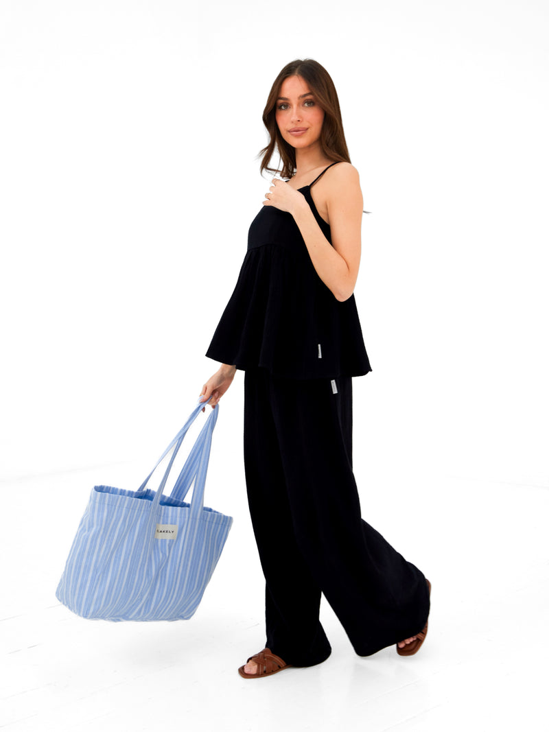 Mila Wide Leg Trousers - Black