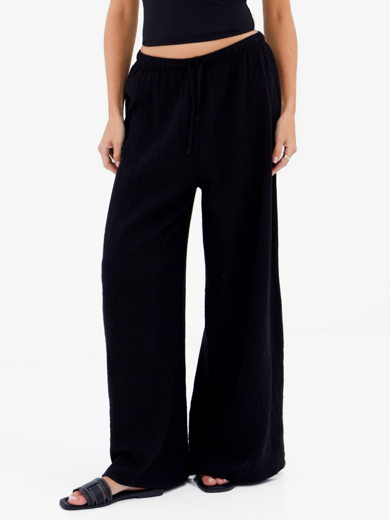 Mila Wide Leg Trousers - Black
