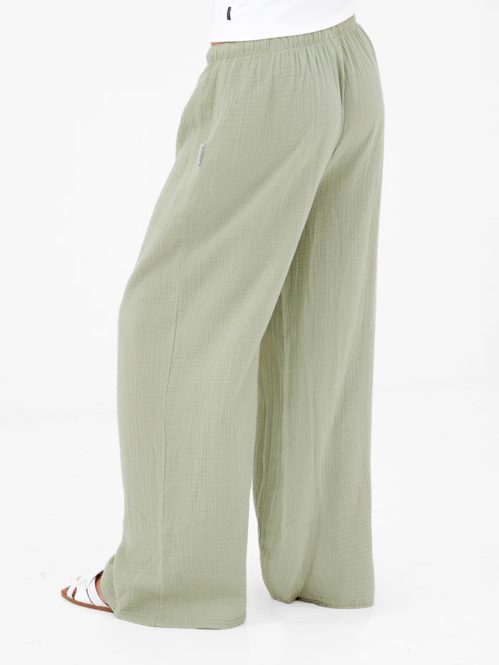 Mila Wide Leg Trousers - Soft Sage