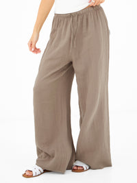 Mila Wide Leg Trousers - Tan