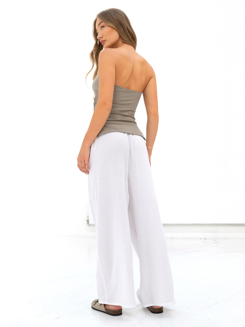 Mila Wide Leg Trousers - White