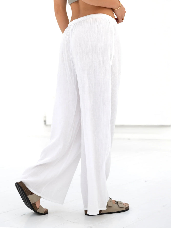 Mila Wide Leg Trousers - White