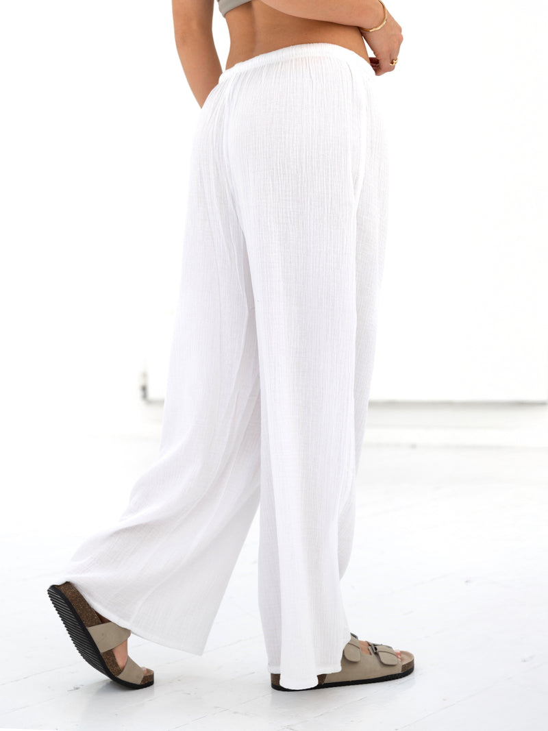Mila Wide Leg Trousers - White