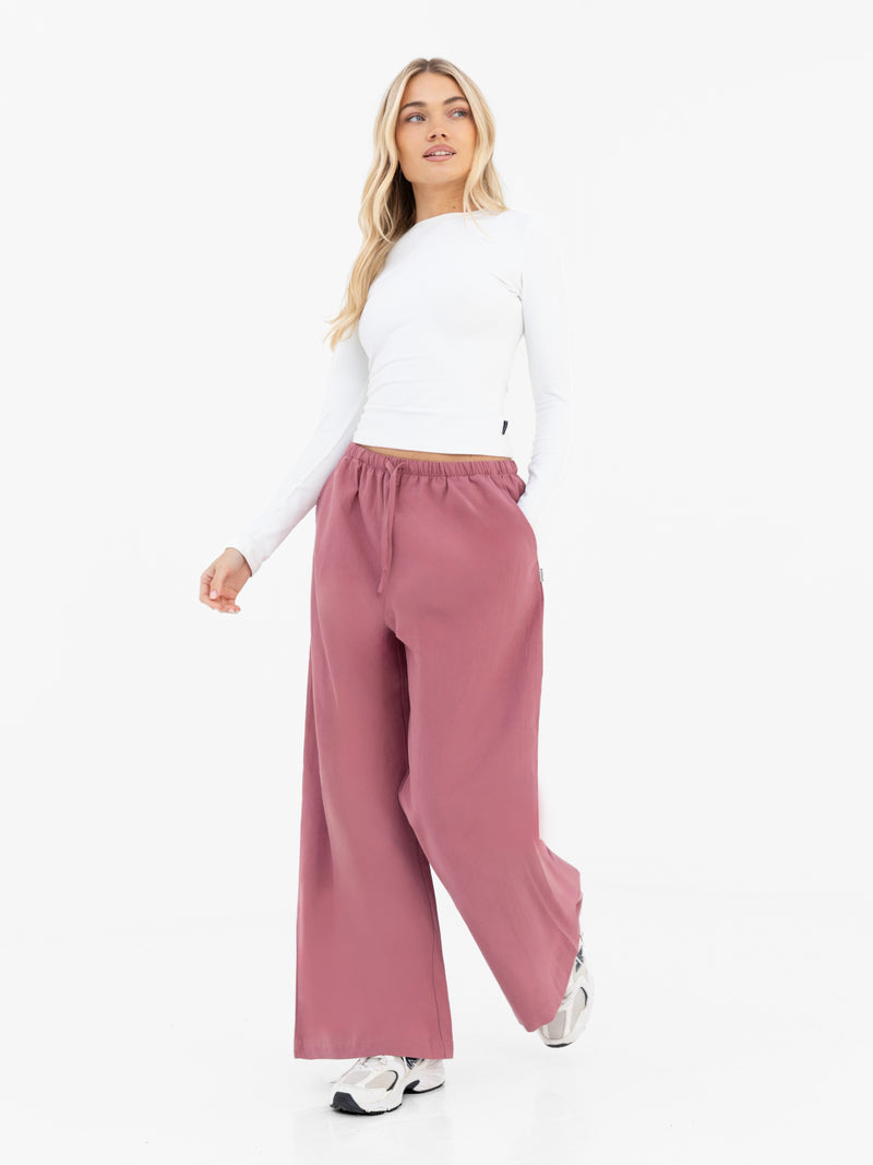 Maya Wide Leg Trousers - Dark Berry