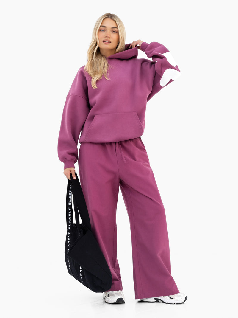 Maya Wide Leg Trousers - Mulberry