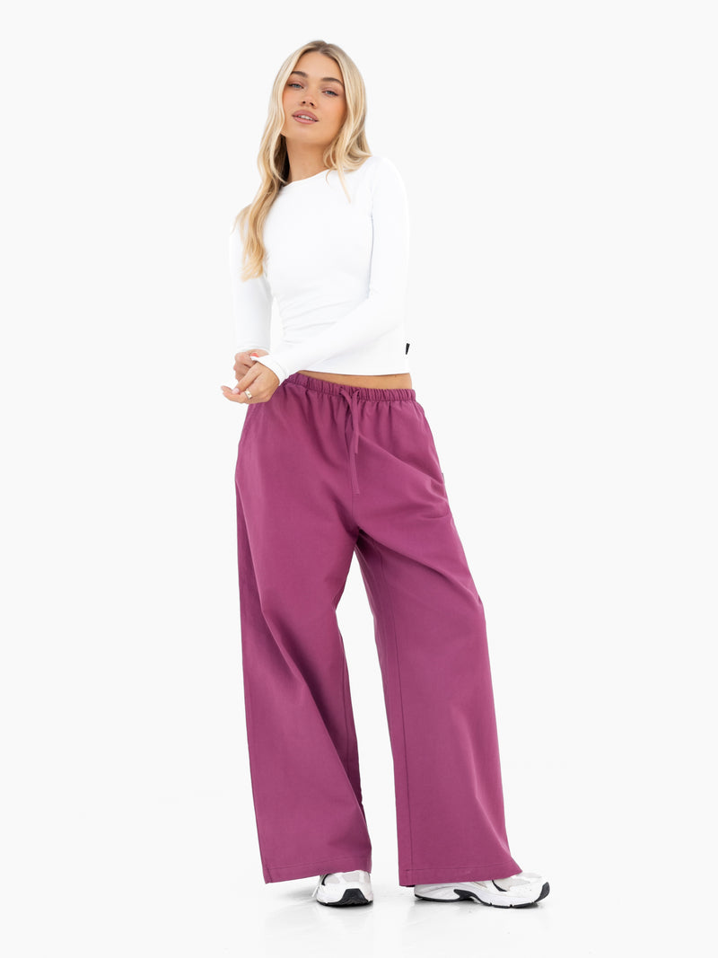 Maya Wide Leg Trousers - Mulberry