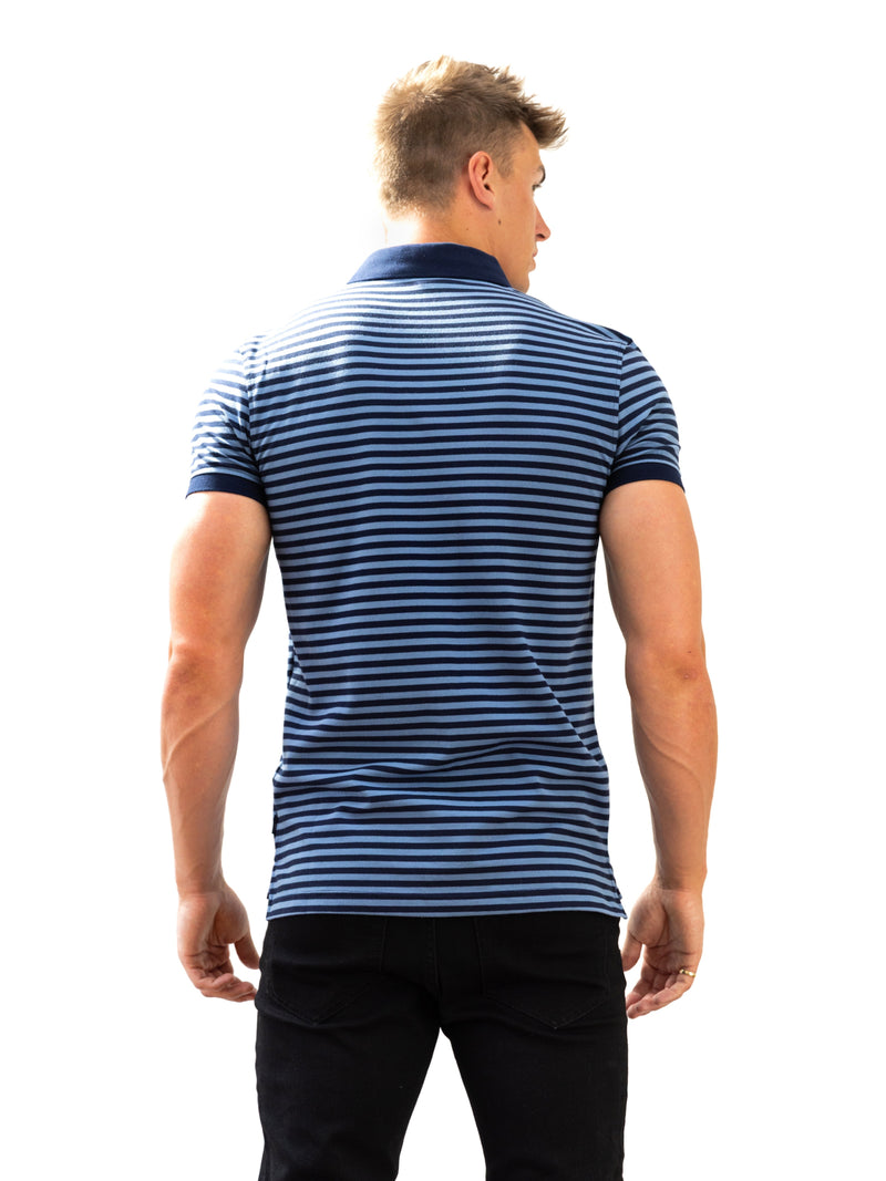 Stripe Polo Shirt - Mid Navy