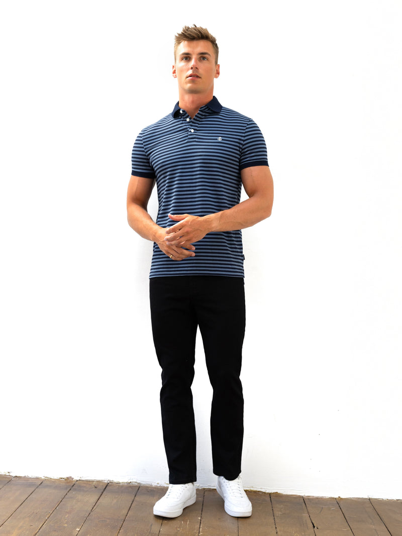 Stripe Polo Shirt - Mid Navy