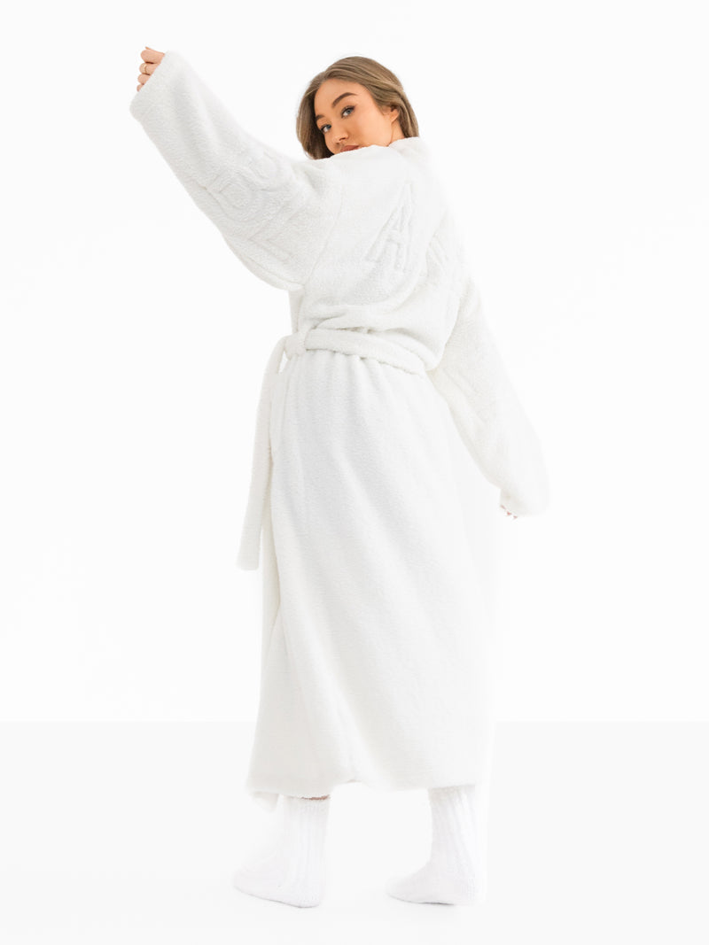 Embroidered Isabel Dressing Gown - White