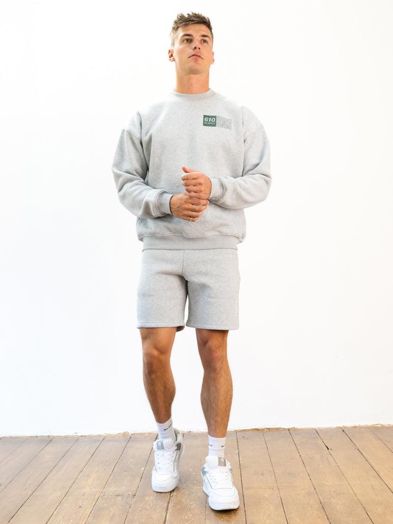 Italic Linear Relaxed Jogger Shorts - Marl Grey
