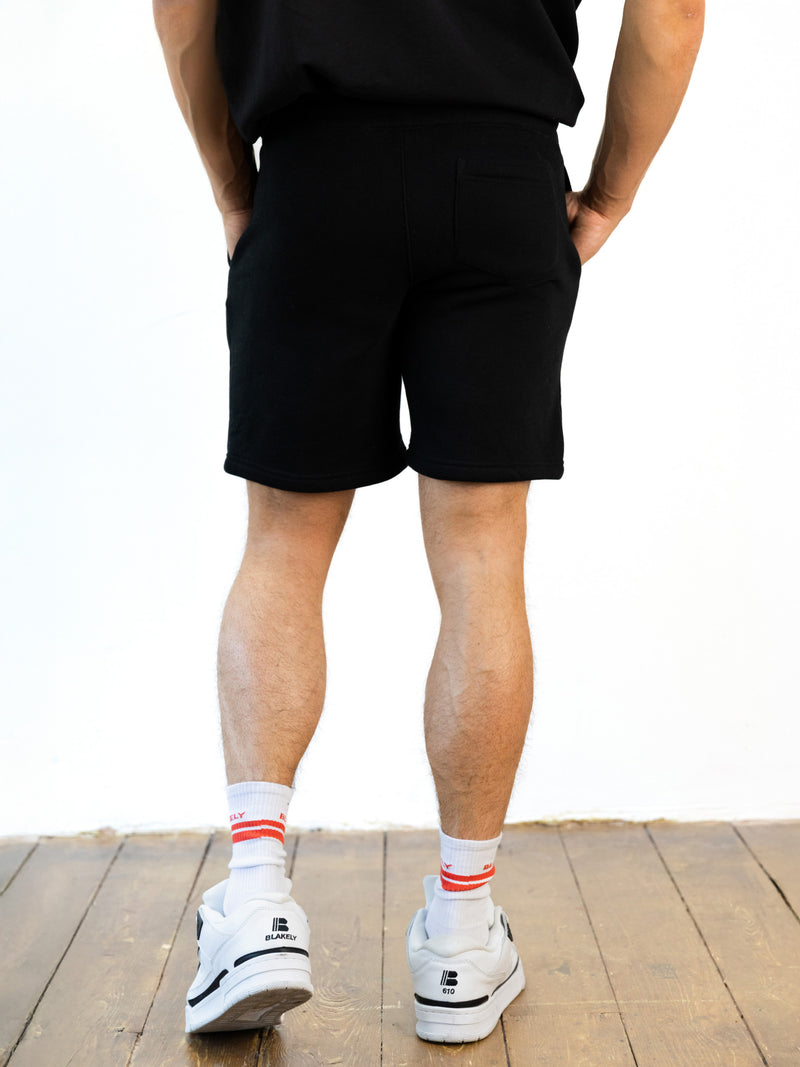 Italic Relaxed Jogger Shorts - Black