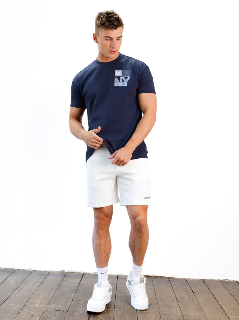 Italic Relaxed Jogger Shorts - Marl White