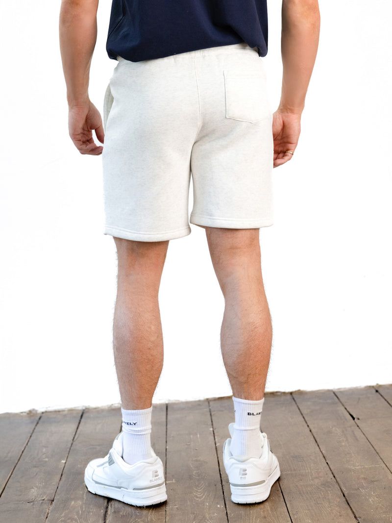 Italic Relaxed Jogger Shorts - Marl White