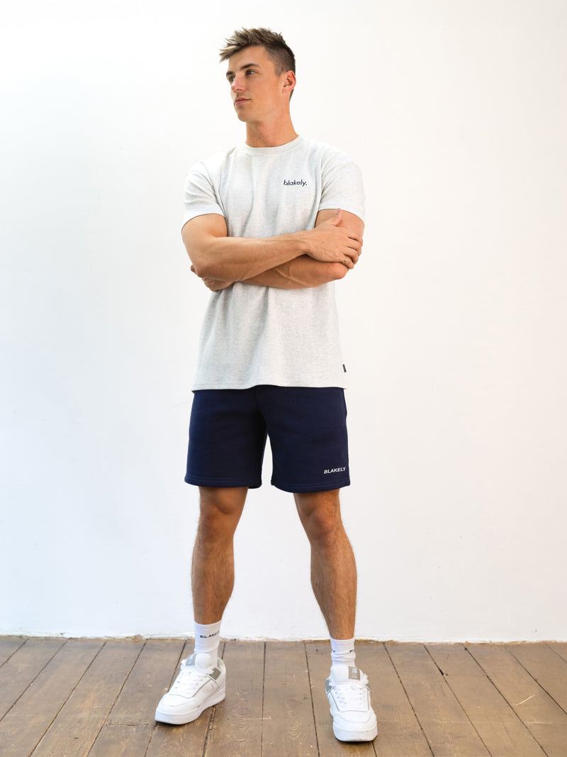 Italic Relaxed Jogger Shorts - Navy