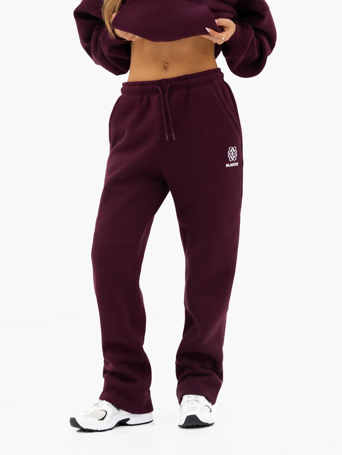 Iris Wide Leg Sweatpants - Deep Burgundy