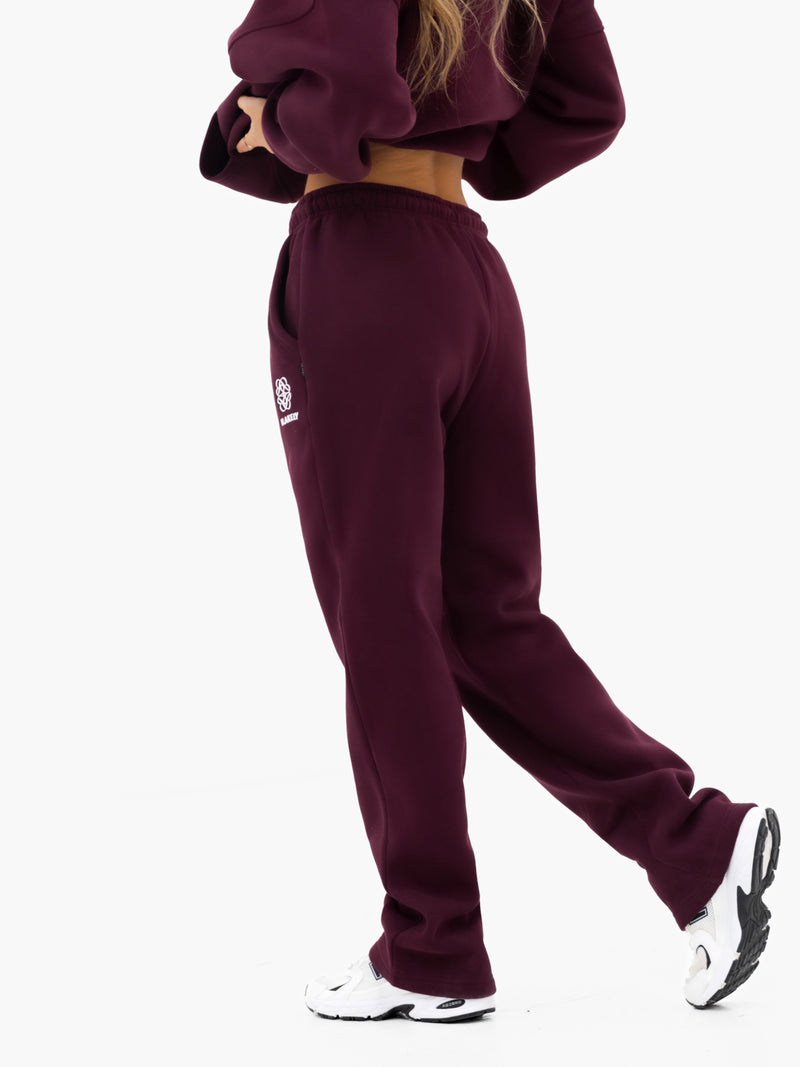 Iris Wide Leg Sweatpants - Deep Burgundy