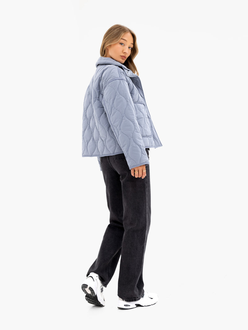 Ariana Quilted Jacket - Dusty Blue