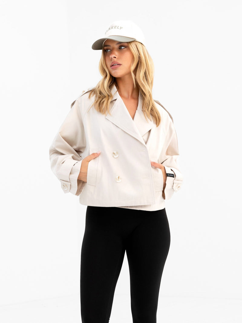 Amara Short Trench Coat - Off White