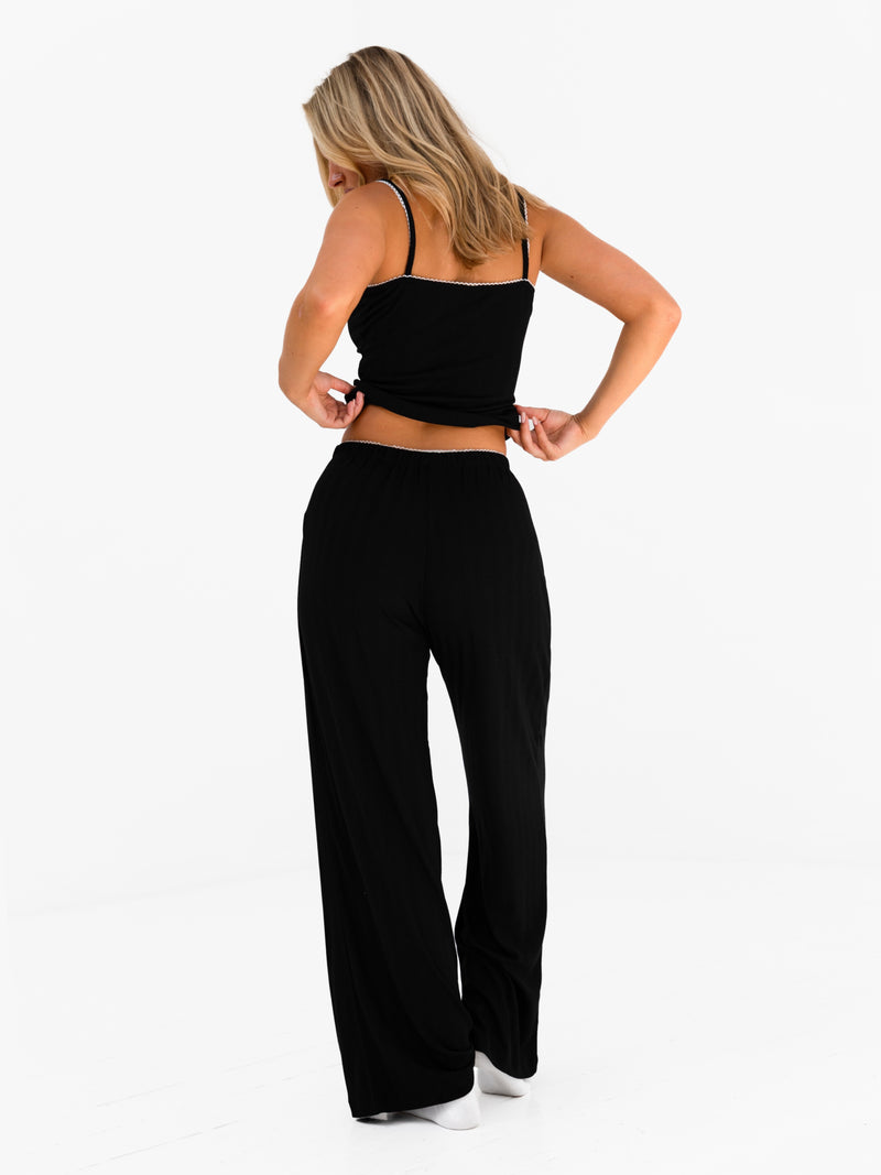 Aria Pointelle Top - Black