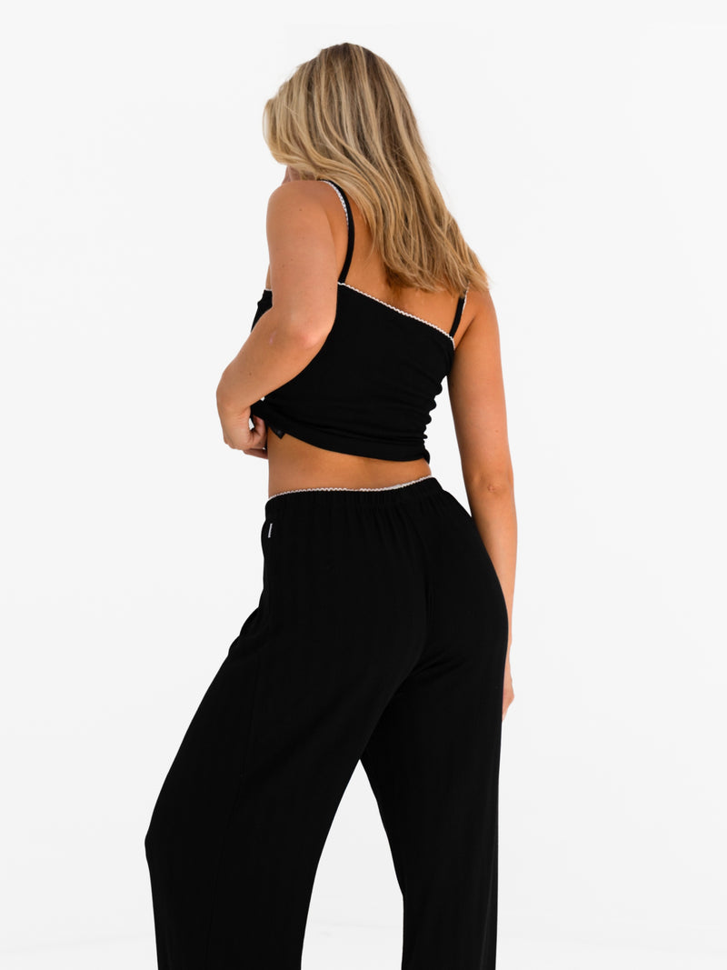 Aria Pointelle Top - Black