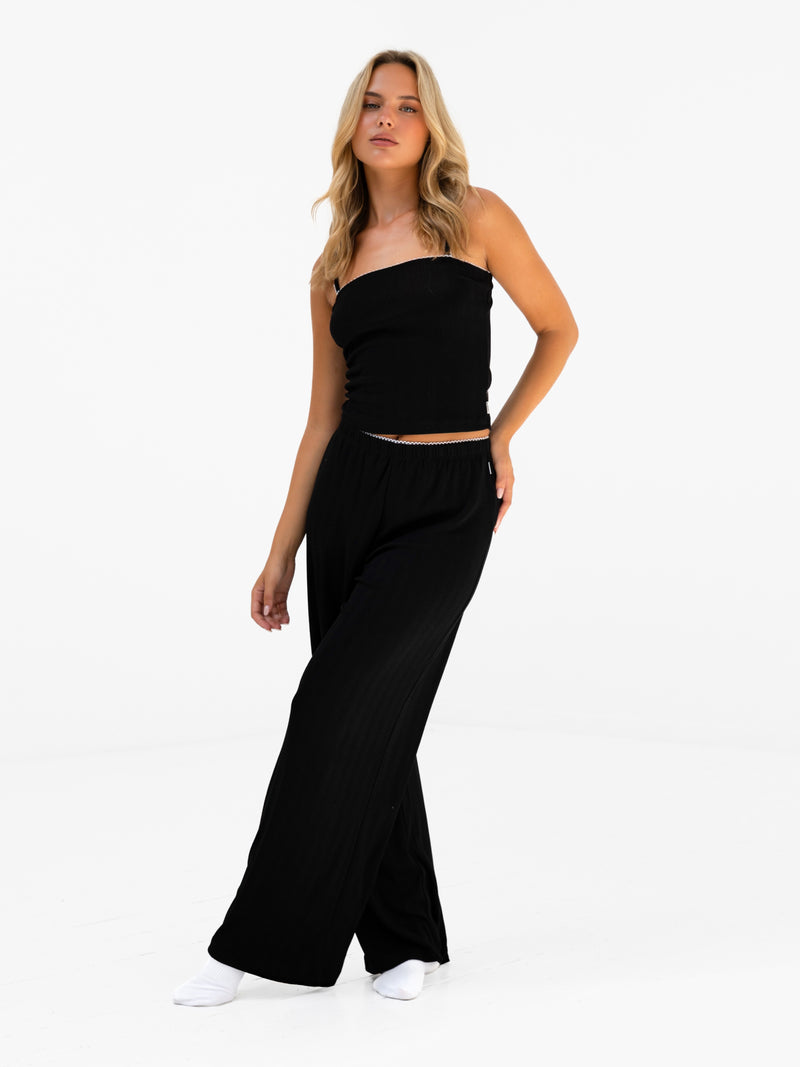 Aria Pointelle Trousers - Black