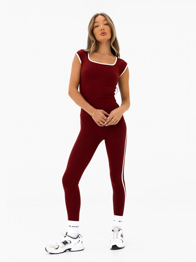 Ines Active Top - Maroon Red