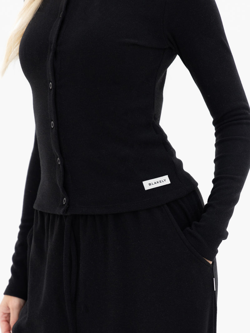 Ebony Button Up Cardigan - Black