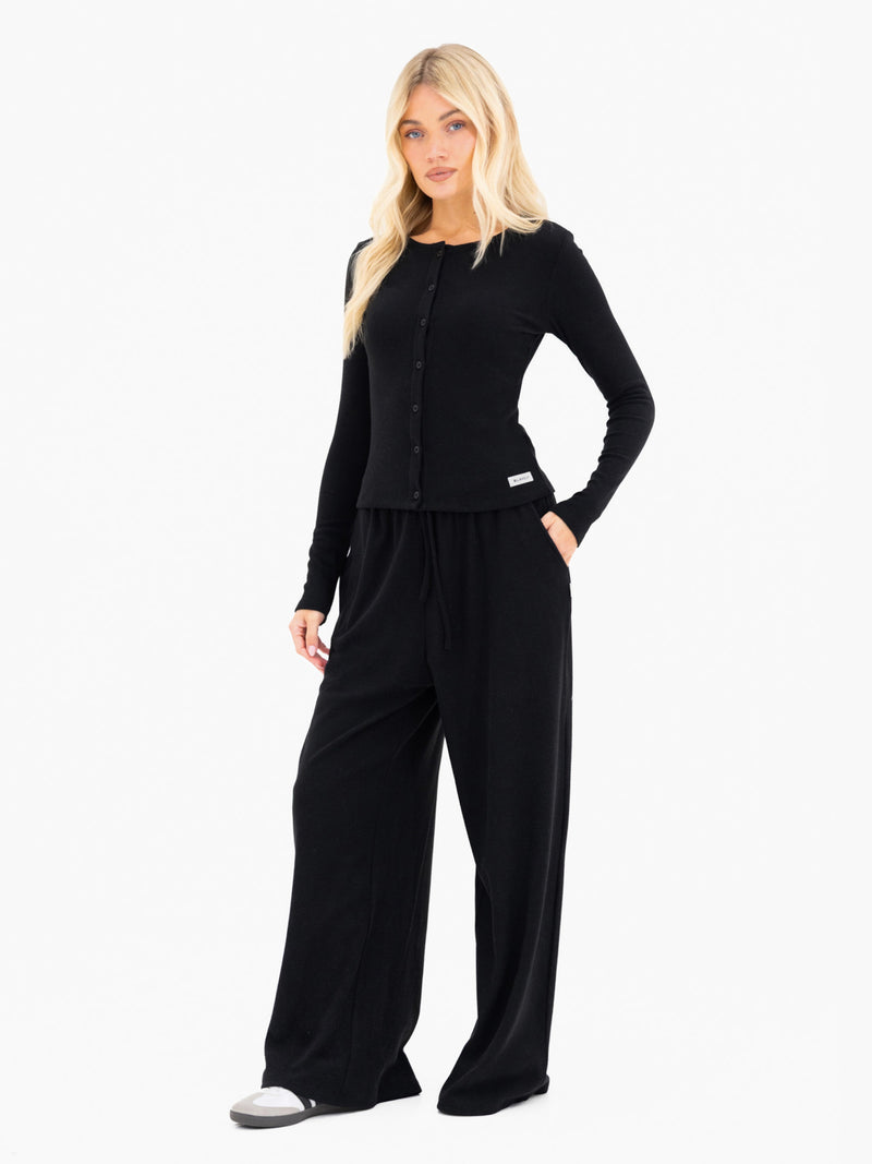 Ebony Button Up Cardigan - Black