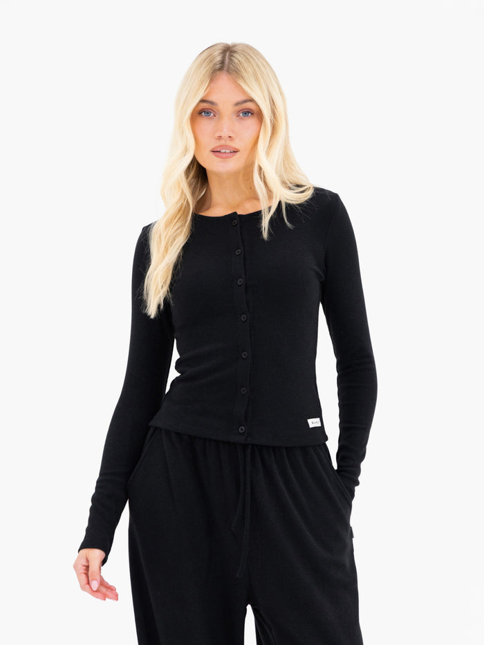 Ebony Button Up Cardigan - Black